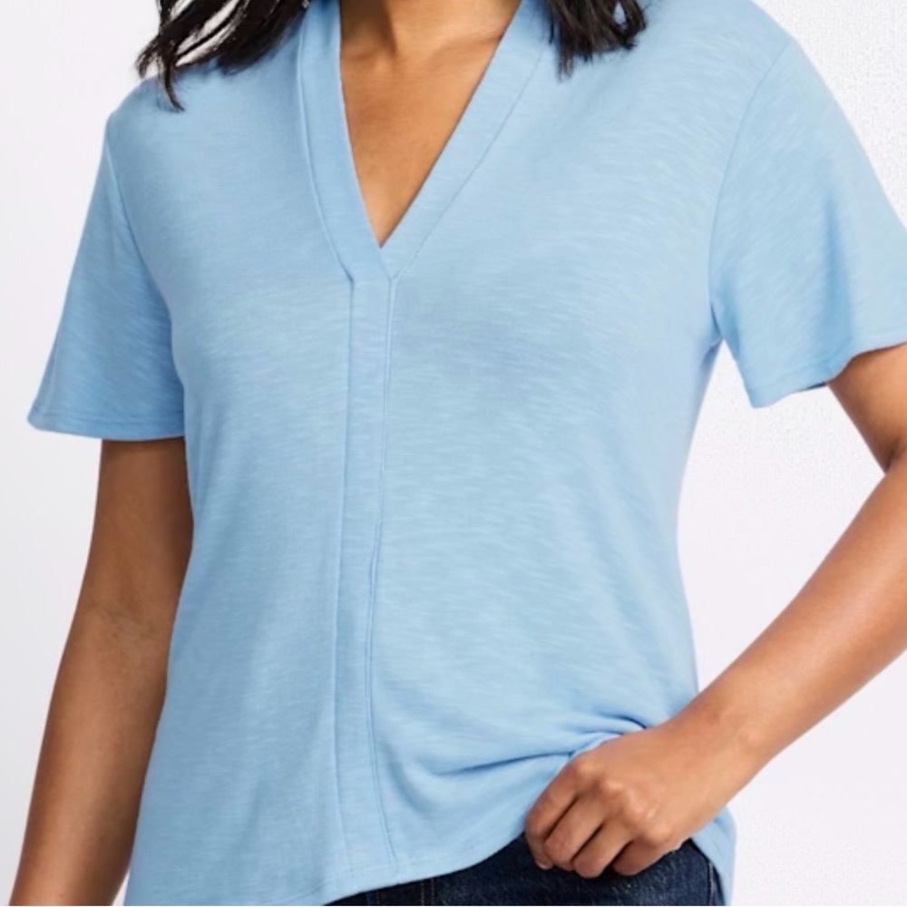 Gilli Sky Blue V-Neck Short Sleeve Top